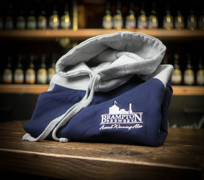 Folded navy hoodie with &